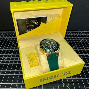 Invicta Pro Diver Men’s Watch - 48mm Green & Gold 37746 Box Included ⏱️